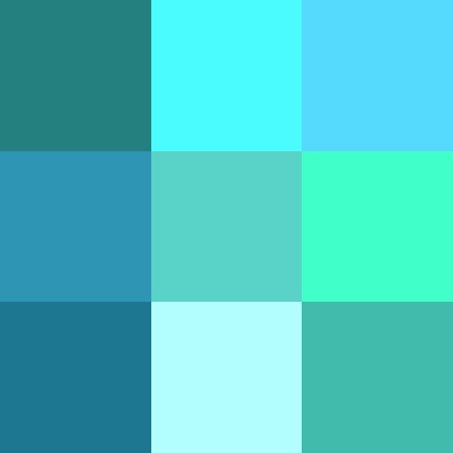 Hình minh họa từ cyan - màu xanh lơ xanh da trời sáng